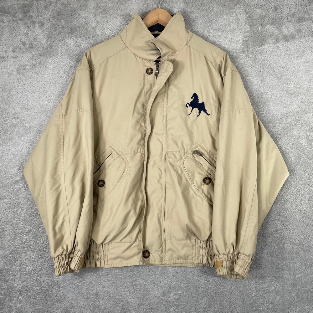 Winner Mate Harrington Jacket Mens Small Tan Microfiber Water Resistant Horse
